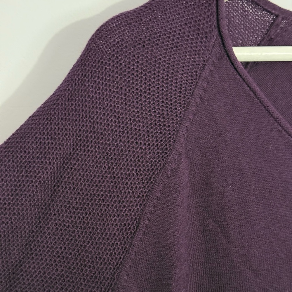 LOFT Deep Purple V-Neck Sweater - Picture 2 of 6